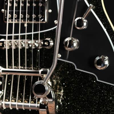 Duesenberg Paloma Baritone Electric Guitar - Black Sparkle with Gig Bag image 13