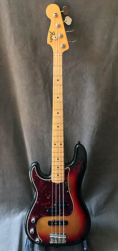 Left-handed Fender Precision bass, c1975 Tobacco Burst, converted to PJ image 1