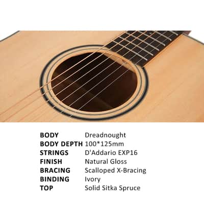 Parkwood S61 Dreadnought Body Acoustic Guitar - Natural image 2
