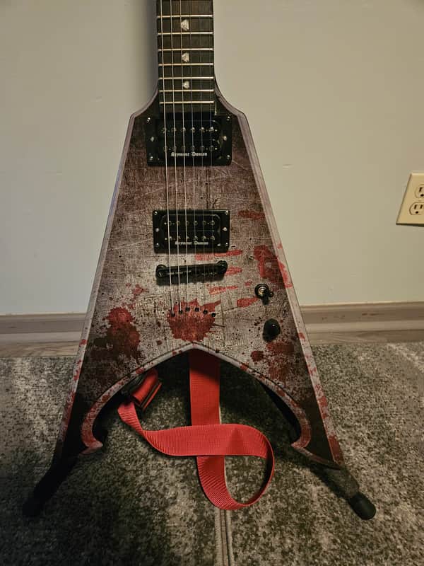 Dean Michael Amott Tyrant Battle Axe RARE Dave Mustaine flying V *UPGRADES Seymour Duncan black winter pickups image 1