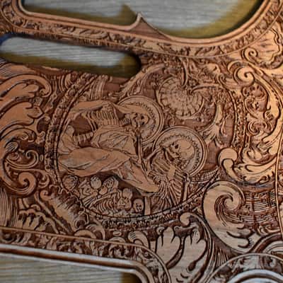 Handcrafted Cherrywood Pickguard for Fender Telecaster – Laser-Engraved Unique Design image 4