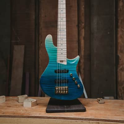 Warrior Isla J Ocean Blue Fade Flame 5 string NEW image 1