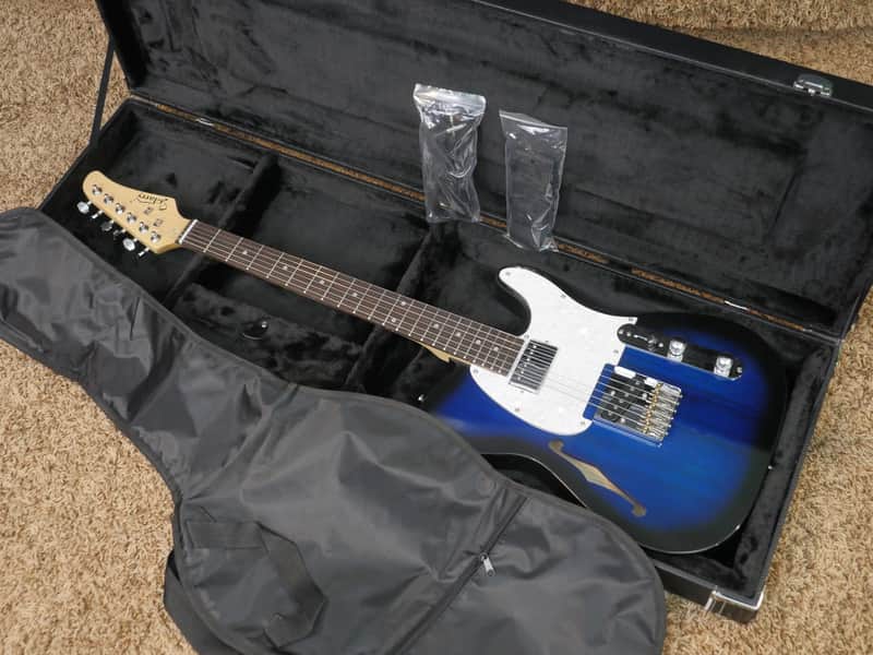 Video! Glarry GTL Semi-Hollow T-Style Electric Guitar w/ Case + Gig Bag image 1