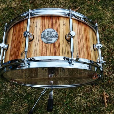 HHG drums  14x6.7 Zebrawood, Spalted Maple, And Ash Stave Snare 2020 Natural satin image 1