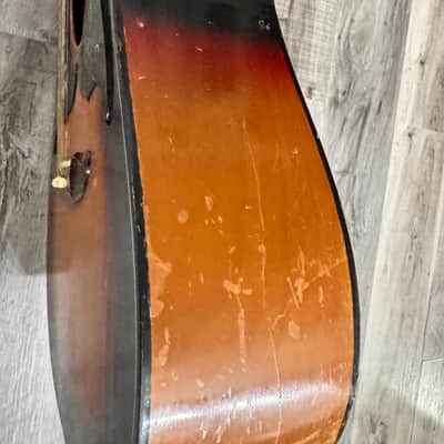Vintage Tiesco Checkmate Guitar 1970 Sunburst 6 String Classical Flattop image 11