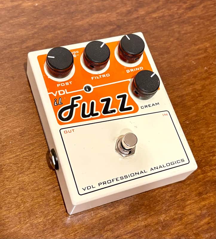 EXTREMELY RARE VDL PROFESSIONAL ANALOGICS IL FUZZ 2011 - WHITE - ORANGE LOW SERIAL NUMBER #23# BASS GUITAR MADE IN ITALY BIG MUFF STYLE DISTORTION OVERDRIVE image 1