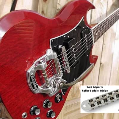 Bigsby B5, Vibe V5 Short Tail, Allparts roller bridge Fits Gibson/Epi SG large batwing pickguard image 2