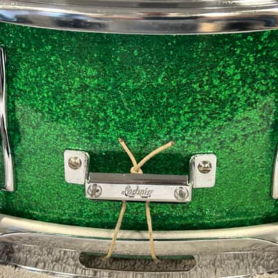 Ludwig Green Sparkle Jazz Festival Snare Drum - Excellent - 1960s image 12