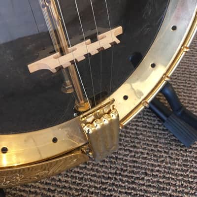 Samick SB350TT Banjo  90s Gold with Wood Hard Shall Case image 5