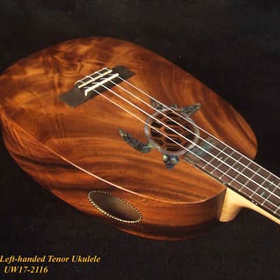 Handmade Left-handed Tenor Ukulele, Solid Acacia Pineapple, Turtle Soundhole Abalone inlay, Soft-bag, Bruce Wei UW17-2116 image 3