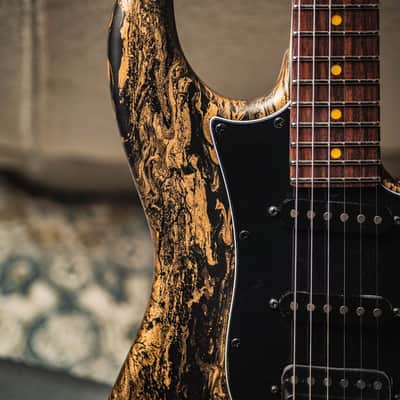 James Tyler USA Studio Elite HD-Black Gold Shmear Semi-Gloss SSH w/Rosewood FB, Faux Matching Headstock, Black HW, Midboost & Bypass Button image 4