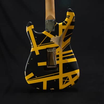 EVH Striped Series Frankenstein Frankie Electric Guitar - Black with Yellow Stripes, Relic 128 image 10