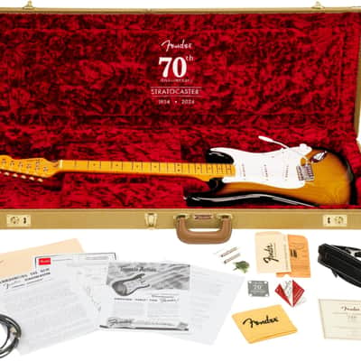 Fender 70th Anniversary American Vintage II 1954 Stratocaster Electric Guitar, Maple Fingerboard, 2-Color Sunburst image 6