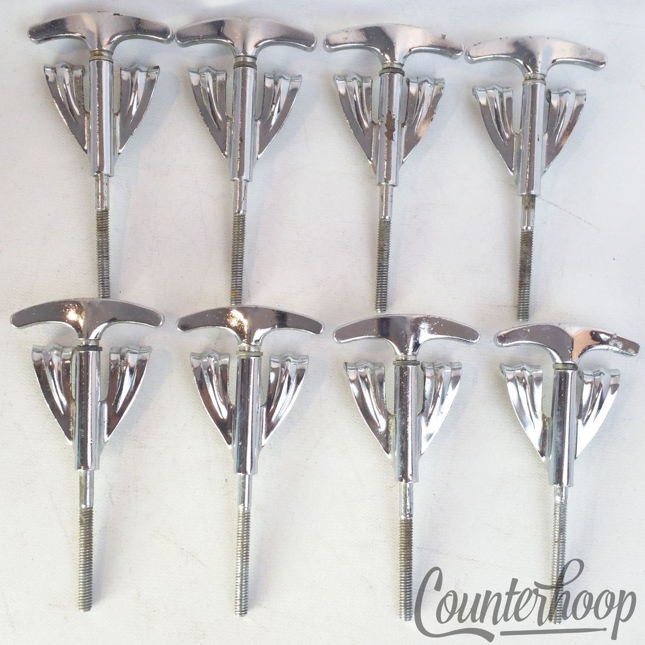 Ludwig 8x Bass Drum Tension T-Rods+Claws Super Classic Chrome USA Vintage 60s* — main photograph