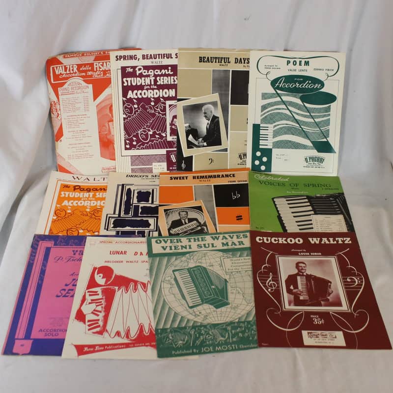 Lot of 12 Used Vintage Accordion Sheets - Waltz For The Ballroom (O Pagani, Alfred, Pietro Deiro) image 1