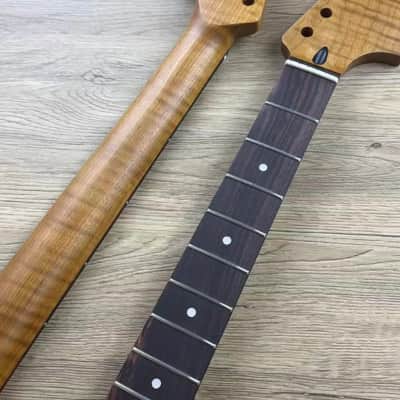 Tiger Maple Wood Guitar Strat Style Neck, Rosewood Fingerboard 22 Frets image 3