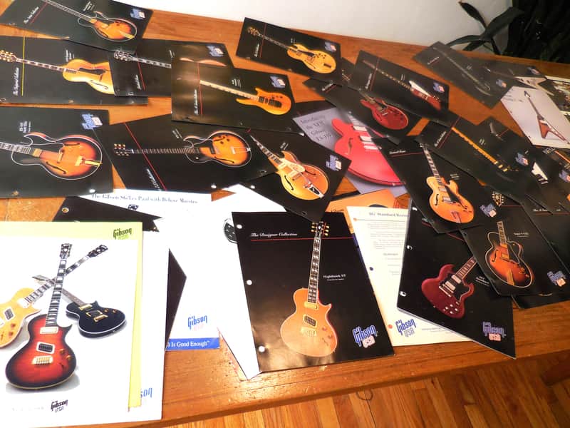 60 Pieces Gibson Guitar Dealer Catalog  Items  1990's-2000 MANY RARE MODELS Dealer Color Promos image 1