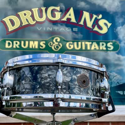 1960s Gretsch 4x14 Progressive Jazz X4175 Snare Drum Black Diamond Pearl image 10