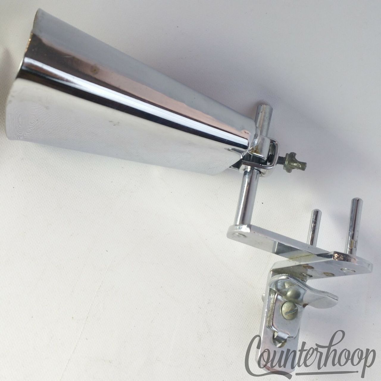Cowbell 4 5/8"+ Clamp-On Bass Drum Hoop Mount Bracket w/ Wood Block Rods Chrome — main photograph