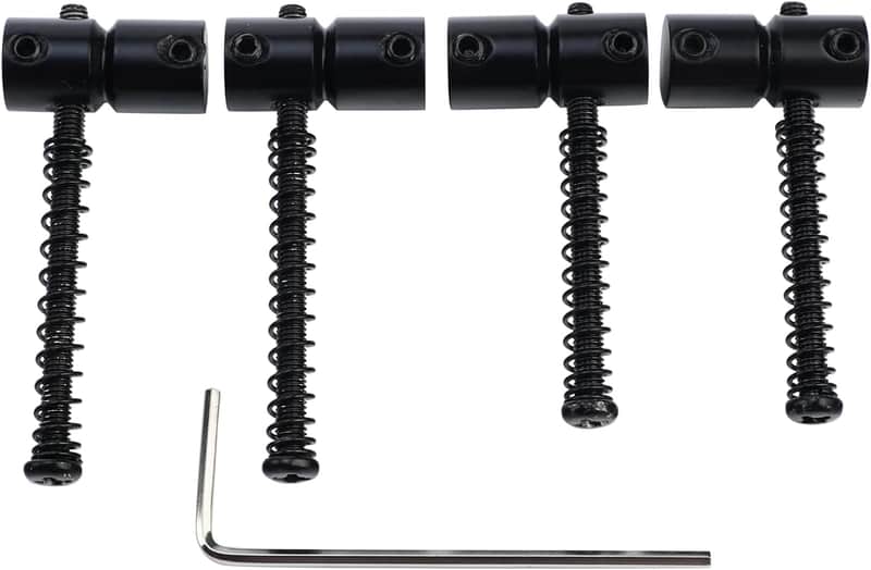4-Pack Stainless Steel Electric Bass Guitar Bridge Saddles String Spacing 19mm Bass Saddles Compatible with 4 String Electric Bass Replacement Parts（Black） image 1