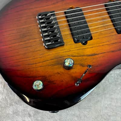 Kiesel A2 7 seven string electric guitar in sunburst finish with gigbag image 11