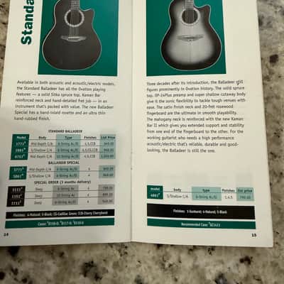 Ovation Price list catalog 1999 collector series Adamas II SMT custom elite celebrity image 10
