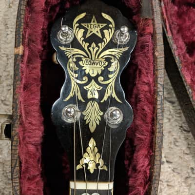Vega Vox Tenor 4 string Banjo 1930's Gold pearloid image 5