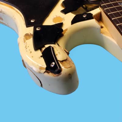 End of the Road Stratocaster in Arctic White -looks smashed but plays perfectly image 7