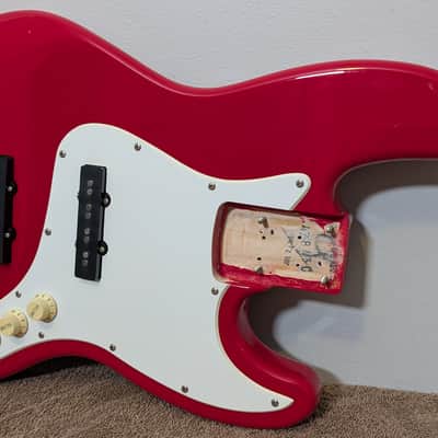 Fender  Squier Loaded Jazz Body / 1994 Black Label / Torino Red / Rare USA Body image 6