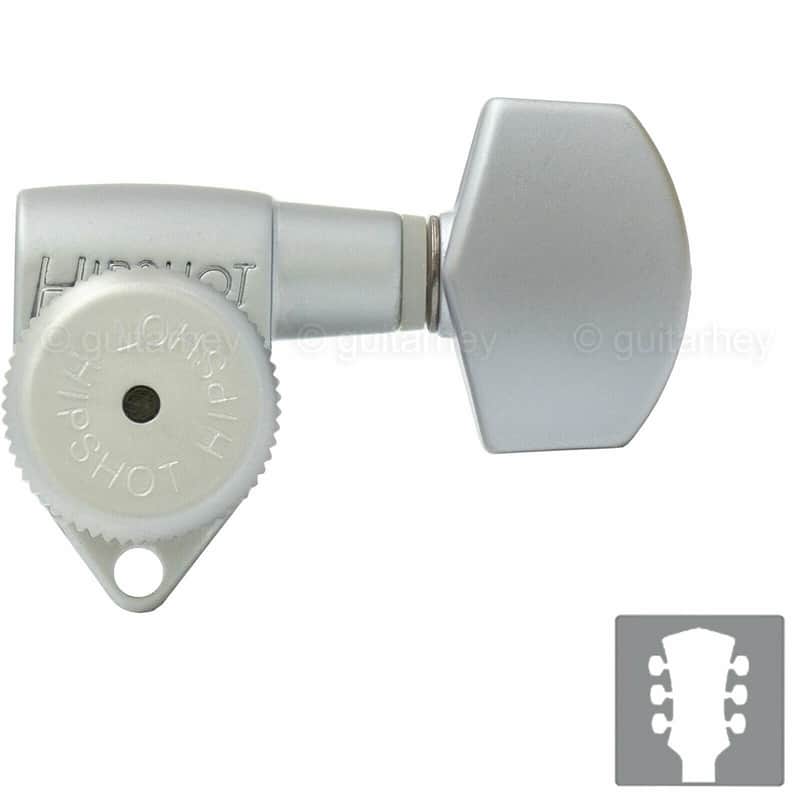 NEW Hipshot Grip-Lock Open-Gear LOCKING Tuners w/ HEX Buttons 3x3 - SATIN CHROME image 1
