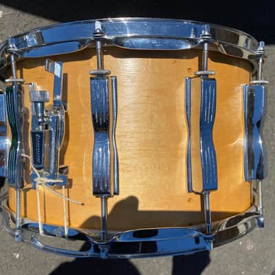 HUGE SOUNDING! Ludwig Coliseum Colosseum Snare  Drum - Maple - Blue & Olive Badge 1970’s image 3