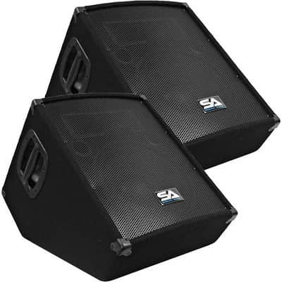Pair of Powered 2-Way 12" Floor / Stage Monitors Wedge - Active 12" Monitors image 1