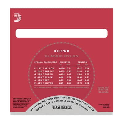 D'Addario EJ27N Student Nylon Normal Tension image 3