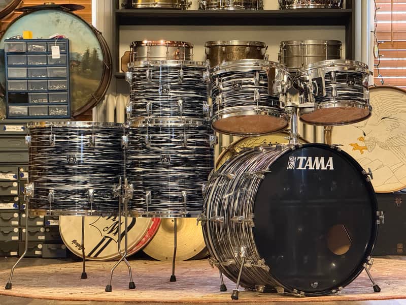 1980's Tama Superstar Black Oyster 8x12 9x13 10x14 16x16 16x18 14x24 Drum Kit Re-Wrap image 1
