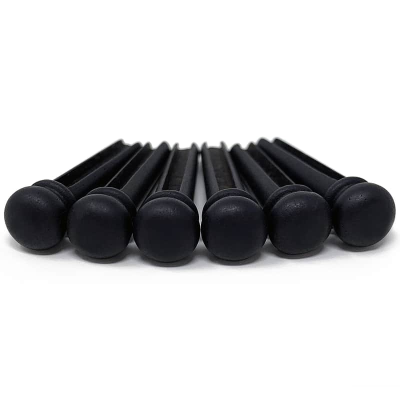Crosby Slotted Pure Ebony Bridge Pins for 6 & 12 String Acoustic Guitar image 1