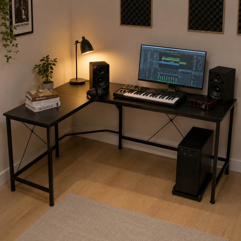 Home Recording Studio 66" Corner Desk for MIDI Keyboard & Audio Setup (2026 Model) image 1