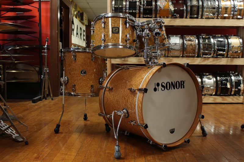 Early 2000s Sonor Delite Outfit in Natural Birdseye Maple 18x20 8x10 9x12 14x14