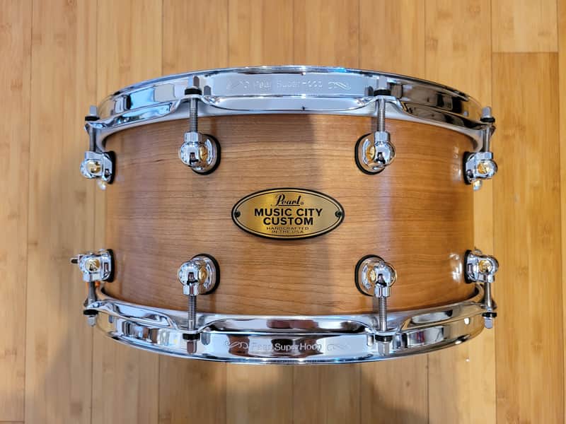 Snares - Pearl 6.5x14 Music City Custom Solid Cherry Snare Drum (Natural Hand Rubbed Finish) image 1