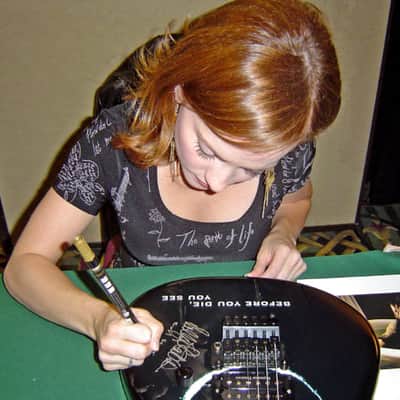 SIGNED Horror Movie Guitar Memorabilia The Ring Movie Graphic SAMARA Kelly Stables San Dimas PROOF image 2