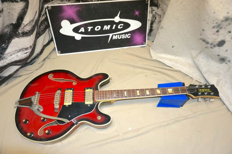 Univox Coily U1825 Hollow Body Guitar MIJ Made In Japan Vintage Redburst - AS IS! needs new nut image 1