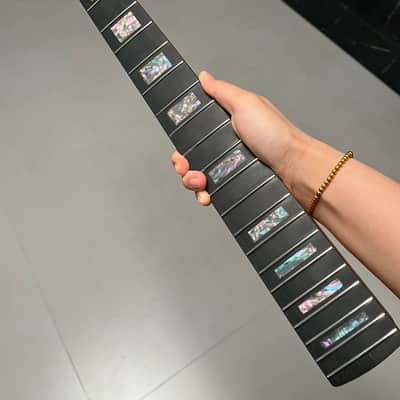 AAAAA Ebony fretboard Start Bone nut Roasted flame Maple Electric Guitar Neck Round stainless steel 22 frets Colored shell blocks Inlay satin image 1