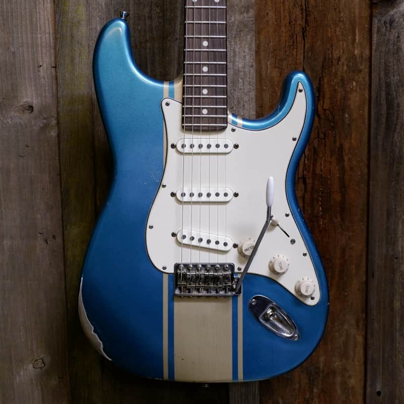 Keith Holland Custom S-ANS #1319 - Ocean Turquoise Metallic Nitro w/ "Z-28" Gold Stripe with Hard Case image 1