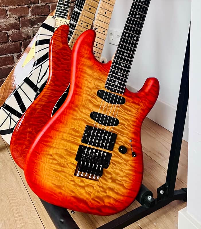 Mr. Scary REH George Lynch 5A Quilted Maple 1-Piece 2018 - Orange Burst (ESP) image 1