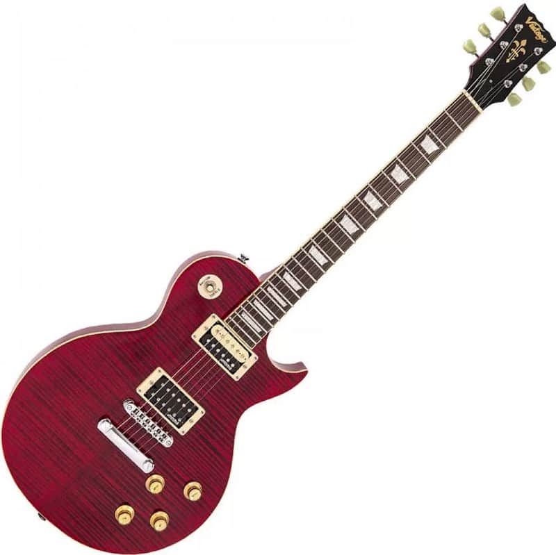 Vintage V100TWR Reissue Flamed Trans Wine Red image 1