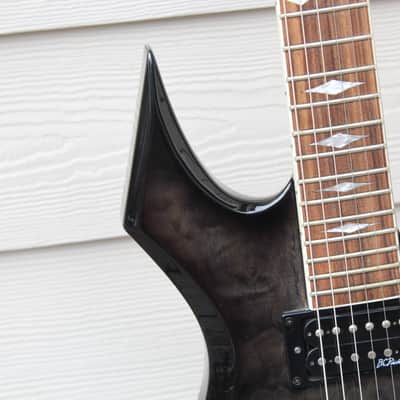 B.C. Rich Warlock N.J. Neck Thru Series Korea Guitar Translucent Black Quilt Top + Hard Case image 10