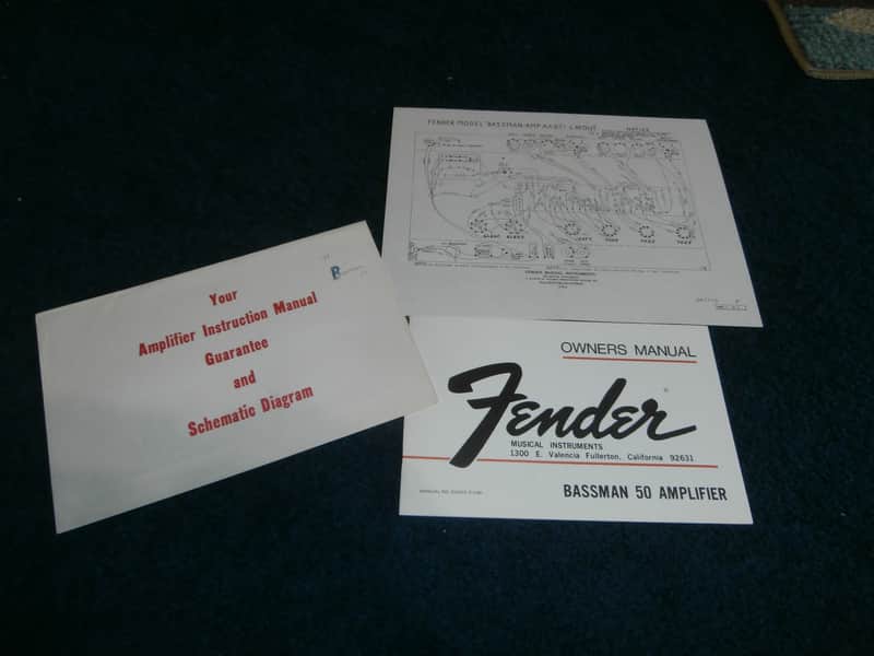 Vintage 1972 Fender Bassman 50 Amplifier Owners Manual w/ Schematic, Envelope! image 1