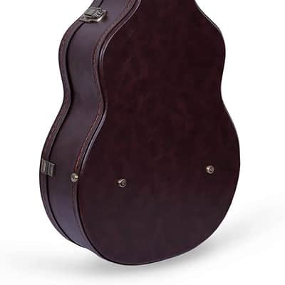Crossrock Hard-Shell Wooden Case-Fits Super Jumbo Fret Acoustic Guitars-Stainless Steel Latches, Sponge Lining, Metal Feet, Storage Space-Vintage Brown image 2