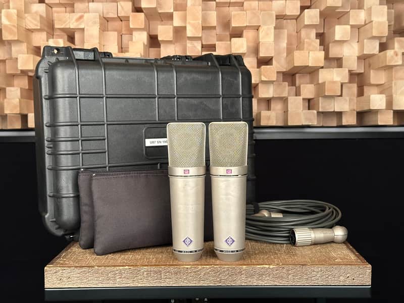 Vintage Neumann U87 Condenser Microphone Matched Stereo Pair! One SN Apart! 1971 U 87 With Swivel Mounts. Rare! image 1