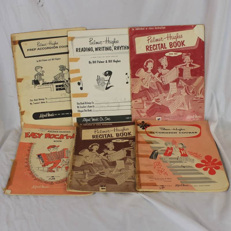 Lot of 6 Used Palmer Hughes Accordion Books -  Vintage Variety Courses (Recital Books, Accordion Course, and More) image 1