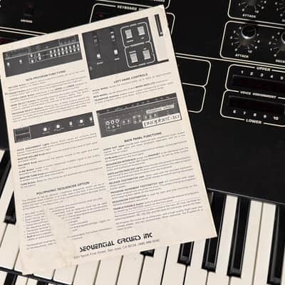 SERVICED & RESTORED Dual Manual PROPHET 10 Rev3 w/ORIGINAL OWNERS MANUAL, MIDI, Foot switch pedals, Road case, & Specs sheet - Sequential Circuits SCI image 15